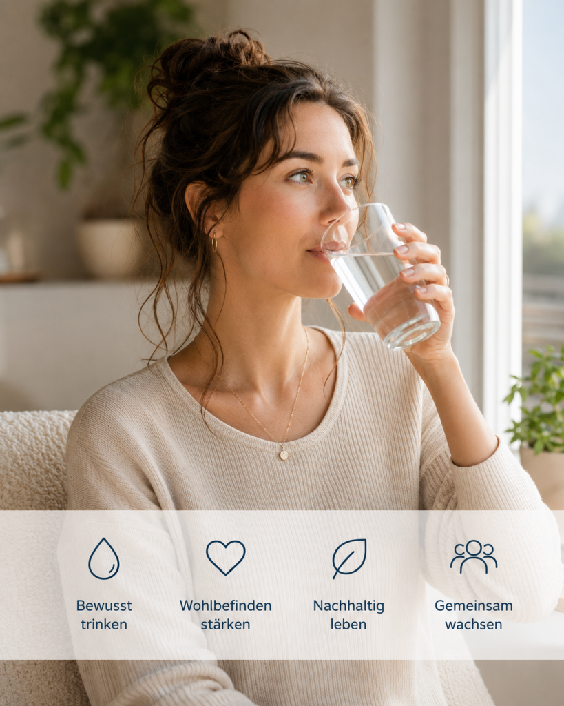 Wasser wieder bewusster wahrzunehmen. Nicht als kompliziertes Gesundheitskonzept, sondern als alltägliches Element, das dich, dein Zuhause und deine Umgebung begleitet.
